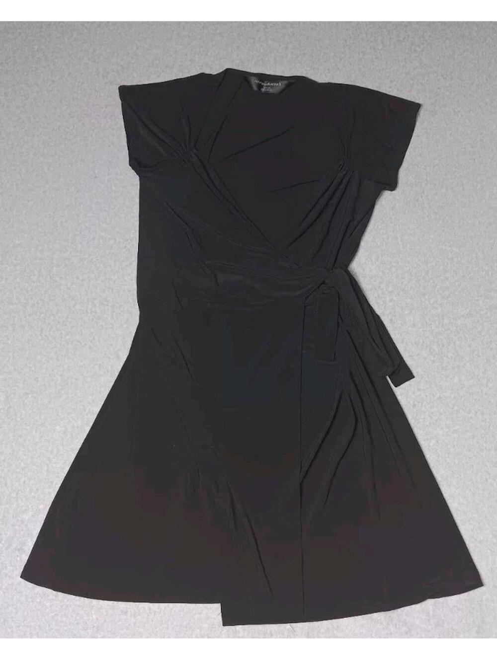 Norma Kamali Wrap Dress Womens Size XXL Black Vneck Short Sleeve Stretch...
